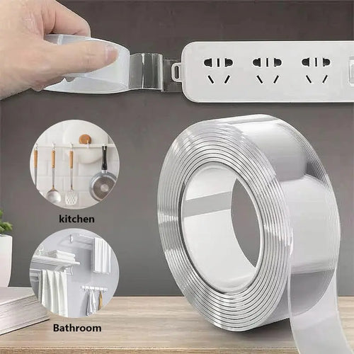 ✨Super strong double-sided nano tape, heavy-duty transparent reusable residue-free magic tape