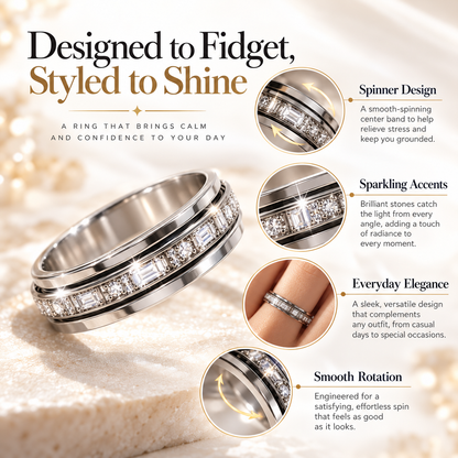 ✨ Sparkle Spinner Fidget Ring – Stylish Rotating Ring for Busy Hands 💍