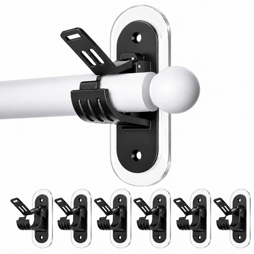 🪟No-Drill Curtain Rod Brackets – Easy Peel & Stick, 4-Pack