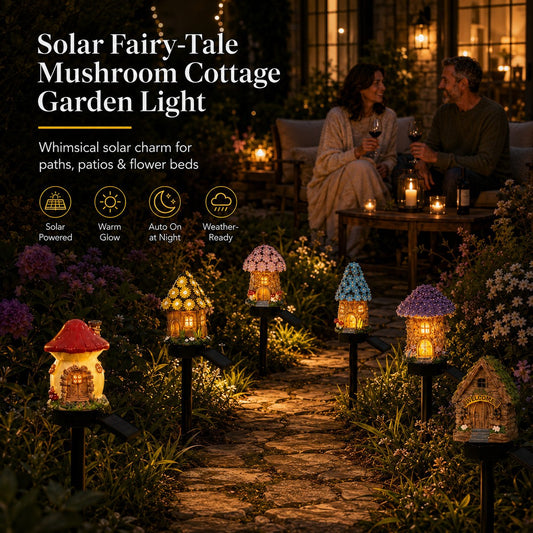 🍄 Enchanted Solar Mushroom House Light – Cozy Fairy Garden Decor