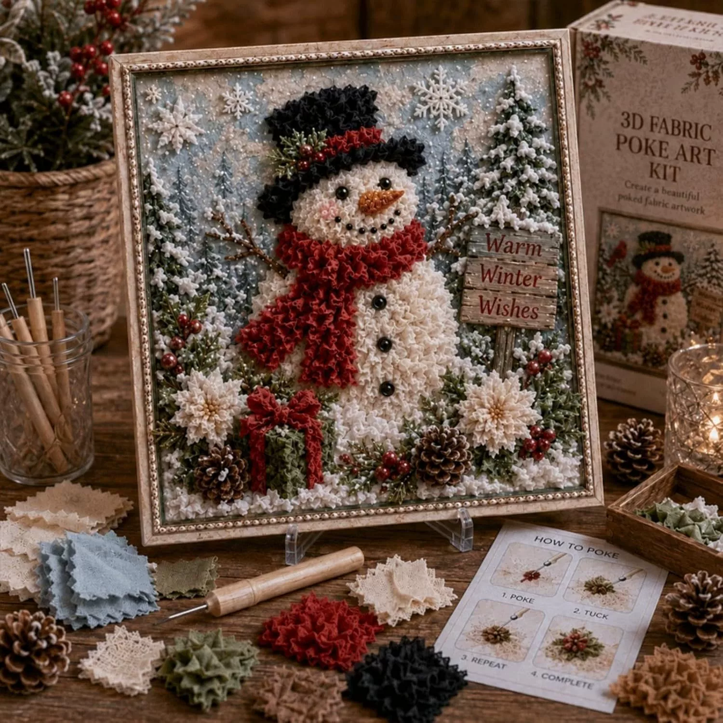 3D Fabric Poke Art Kit – Easy Christmas Craft Kit