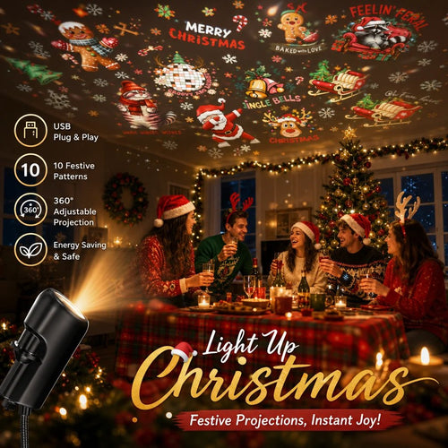 ✨USB Holiday Scene Projector – Christmas & Galaxy