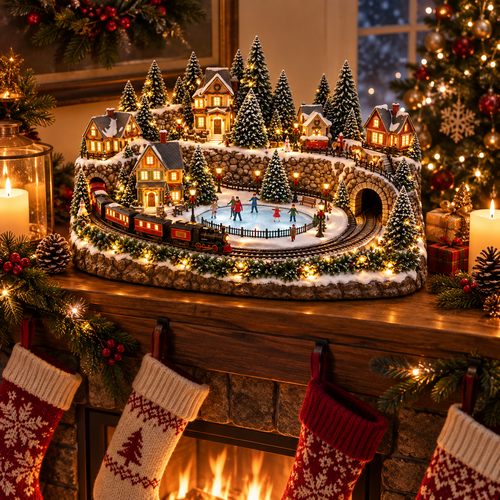 🎄🚂 Christmas Comes to Life – Animated Train & Ice Rink Holiday Scene ✨❄️