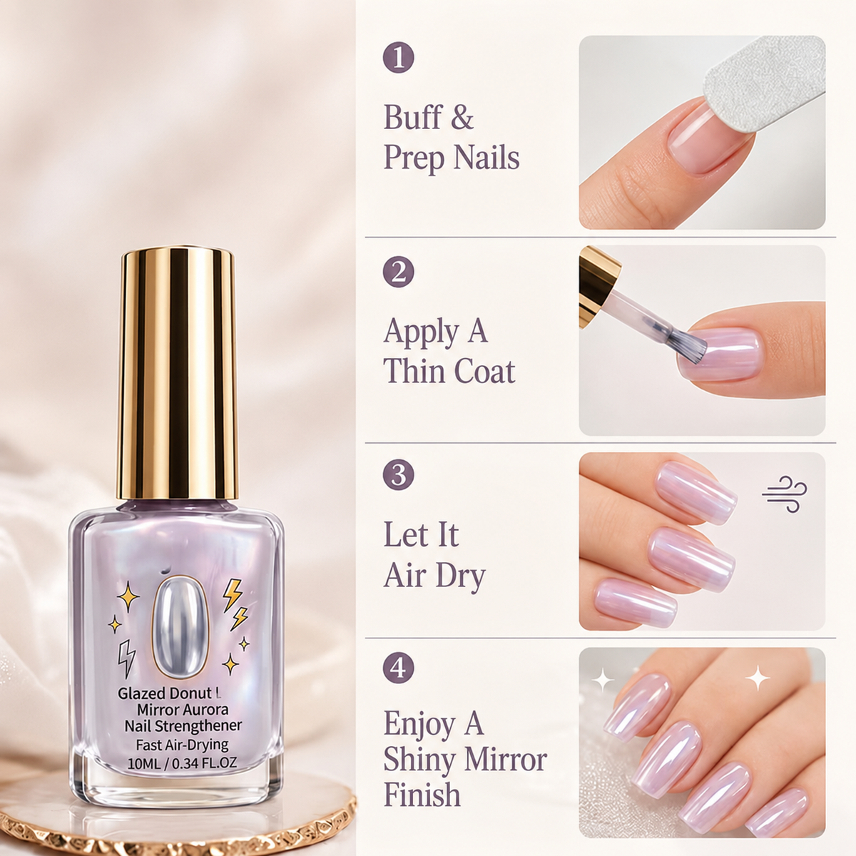 ⏰Lilac Glossy Mirror Nail Strengthener
