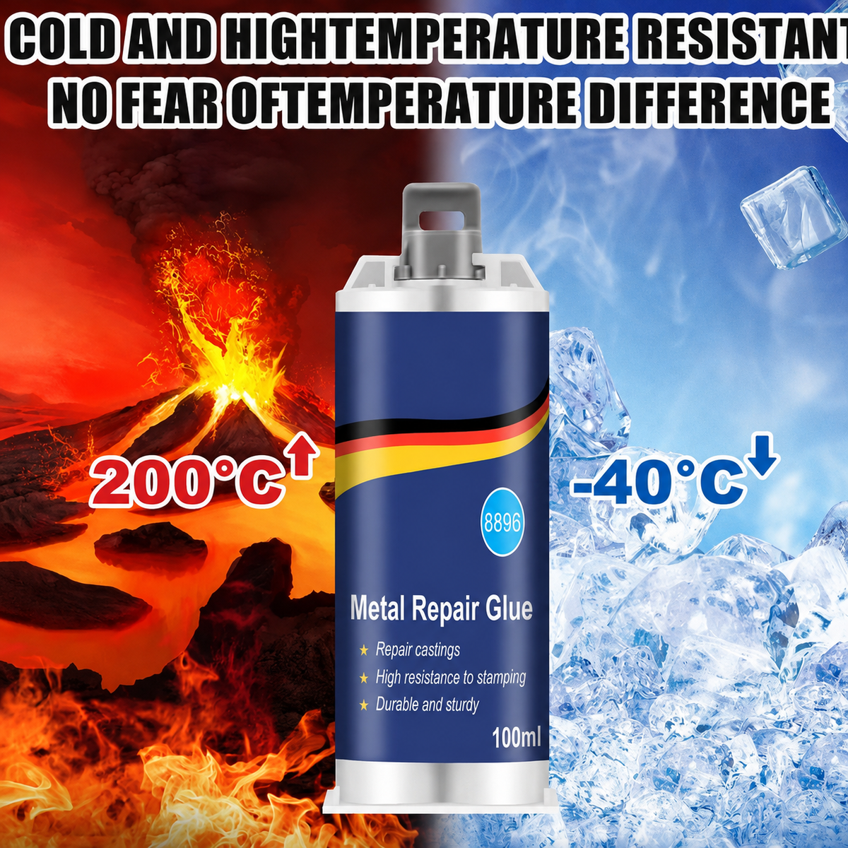 🔧 Heavy-Duty AB Metal Repair Glue – Fill Cracks, Holes & Damaged Metal