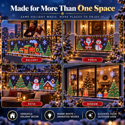🎅 Smart RGB Pixel Curtain Lights – App-Controlled Animated Holiday Display for Balcony & Window Decor-1.6m*1.6m