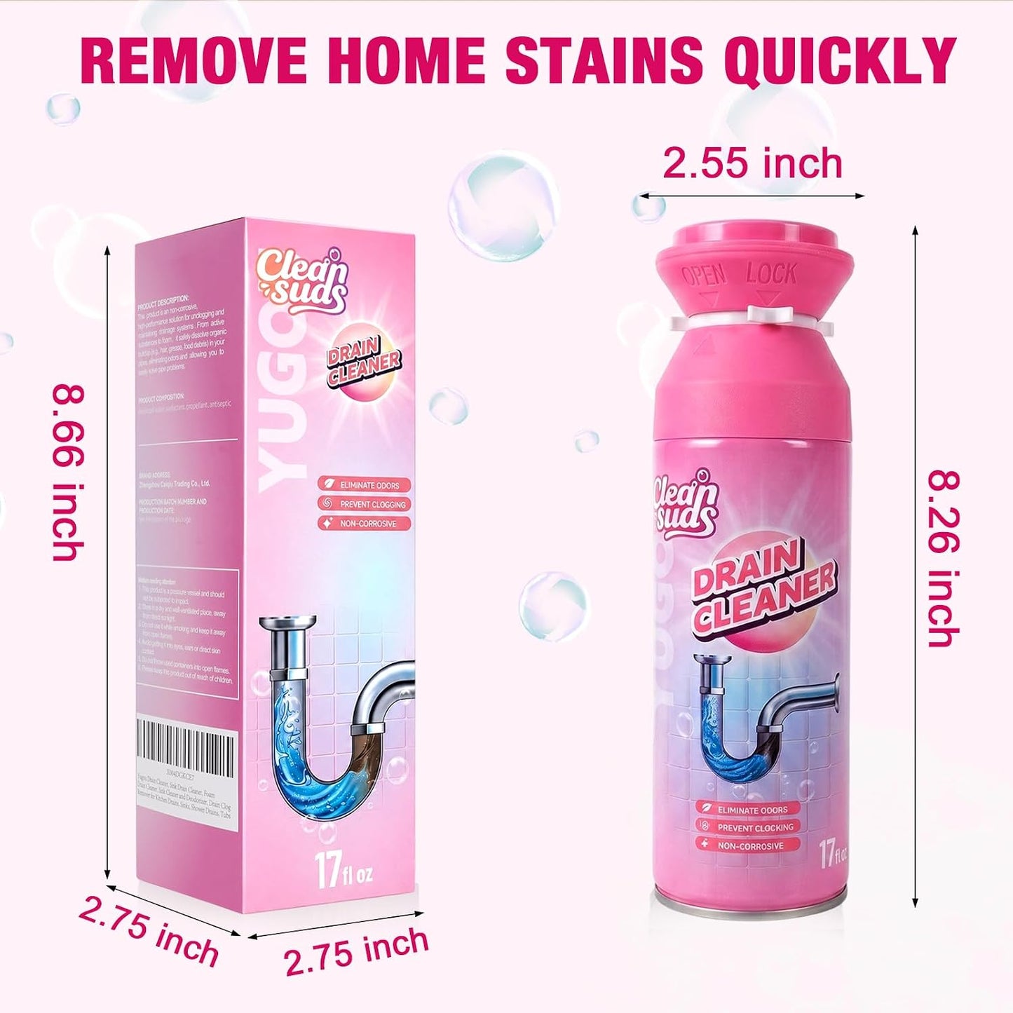 🫧Foaming Drain Cleaner 2-Pack | Sink & Drain Deodorizer