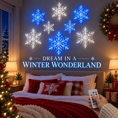⏳ Last Day 49% OFF – ❄️❄️ LED Snowflake Wall Lights | 3D Christmas Snowflake Décor with Blue & White Glow, Remote Control & Magical Indoor Holiday Atmosphere ✨