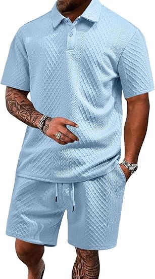 ⚡Men’s Summer Polo Shirt & Shorts Set – Casual Athletic 2-Piece Outfit