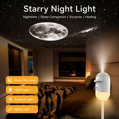 2-in-1 Galaxy Projector Night Light | USB Mini Star & Moon Projector for Bedroom, Adjustable Brightness, 360° Projection