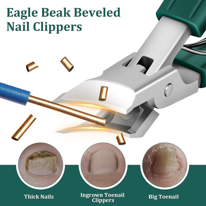 🦅 3Pcs Eagle-Beak Ingrown Toenail Clipper  – Ultra Sharp, Precision 30° Curved Blade, Splash-Proof
