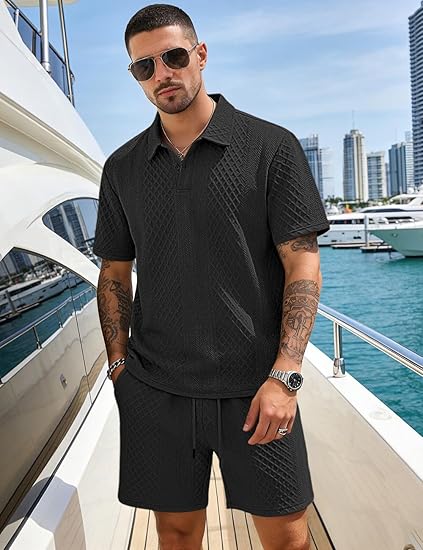 ⚡Men’s Summer Polo Shirt & Shorts Set – Casual Athletic 2-Piece Outfit