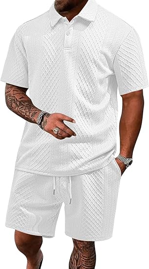 ⚡Men’s Summer Polo Shirt & Shorts Set – Casual Athletic 2-Piece Outfit