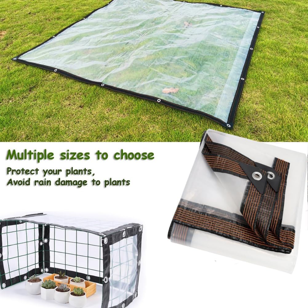 Clear Waterproof PE Tarp, Transparent Outdoor Cover with Metal Grommets💧