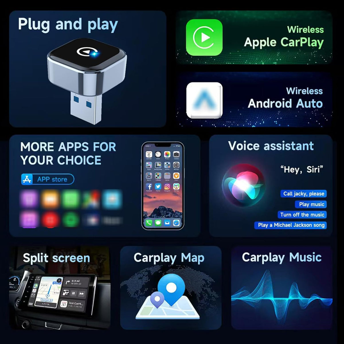 🚗 2026 Plug-and-Play Wireless CarPlay Adapter for All Compatible Vehicles 🔌