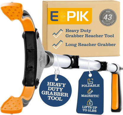 43' Extra Long Grabber Reacher Tool – Heavy Duty with 360° Rotating Jaw & Magnets