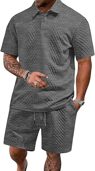 ⚡Men’s Summer Polo Shirt & Shorts Set – Casual Athletic 2-Piece Outfit
