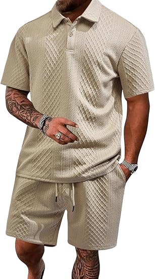 ⚡Men’s Summer Polo Shirt & Shorts Set – Casual Athletic 2-Piece Outfit