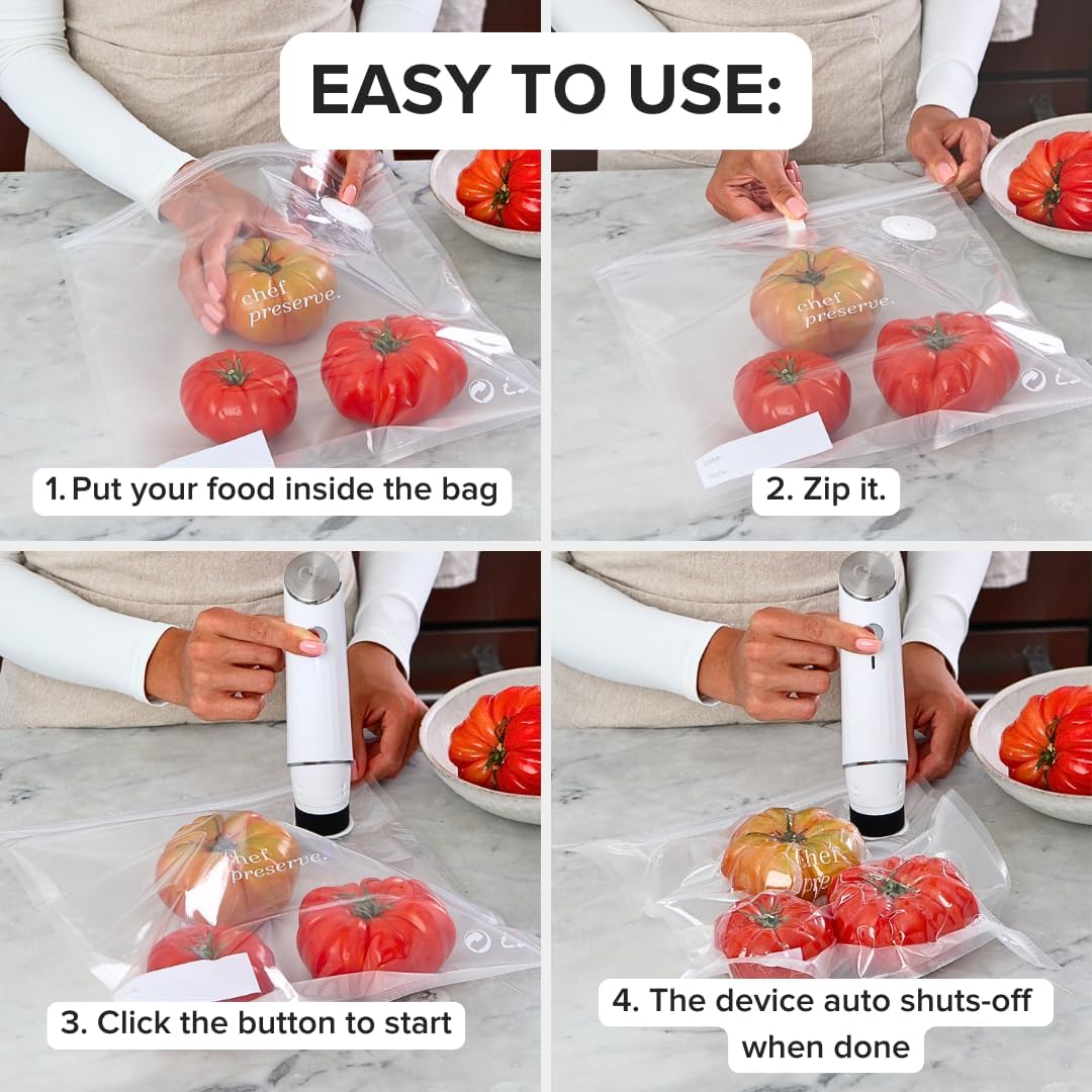 Chef Preserve Compact Vacuum Sealer for Food Powerful Handheld Vacuum Sealer Machine, Seal Meal Saver, Portable Food Sealer