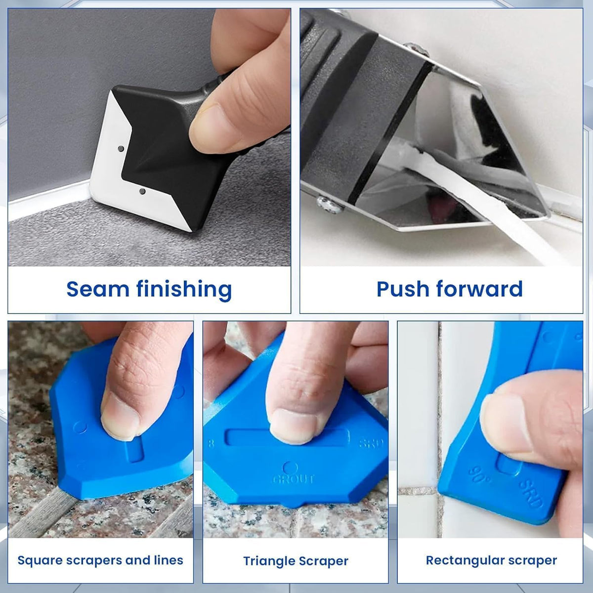 Multifunctional Caulk Remover Tool, Silicone Sealant Scraper, Caulk Finishing Tool Kit, Glass Glue Shovel for Bathroom Window Tile, Sealant Removal & Smoothing Tool