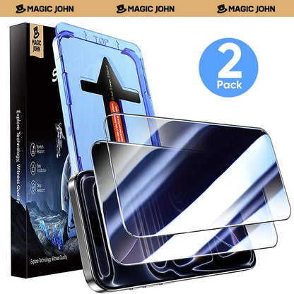 MAGIC JOHN Screen Protector 2 Pack for iPhone, Samsung, and Google–Clear & Privacy Protection, Fingerprint Resistant, Dust-Free, Bubble-Free Design
