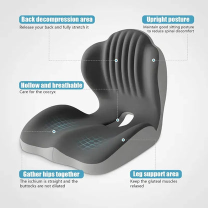 🪑 Memory Foam Seat Cushion – Lumbar Support, Back Pain Relief, Pressure Reduction