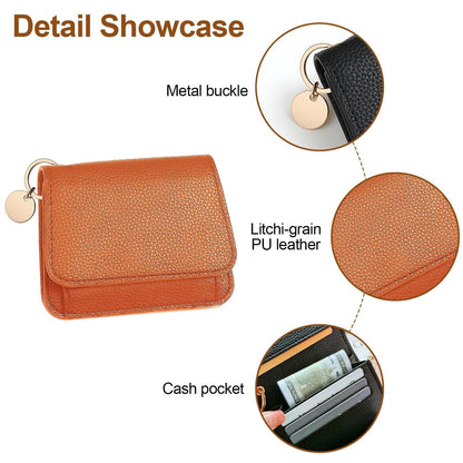 ⚡RFID Short Wallets for Women – Fashionable Card Holder with Key Ring & Coin Purse