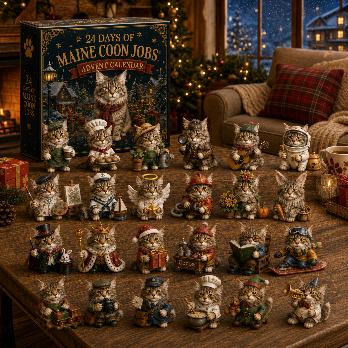 Maine Coon Jobs Advent Calendar 2026 – 24 Days of Unique Collectible Cat Miniatures, Christmas Countdown Gift for Maine Coon & Cat Lovers