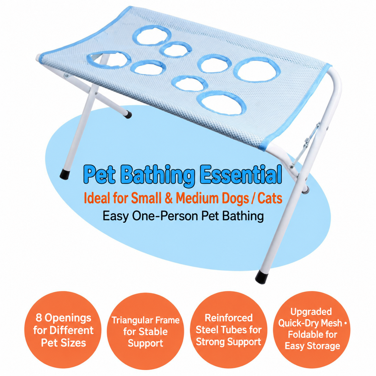 🔥Foldable Pet Grooming Stand – Hands-Free for Cats & Small Dogs