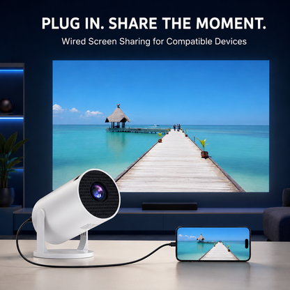 Smart Mini Projector – Native 1080P HD, 4K Supported, Portable Home Theater with WiFi & Bluetooth