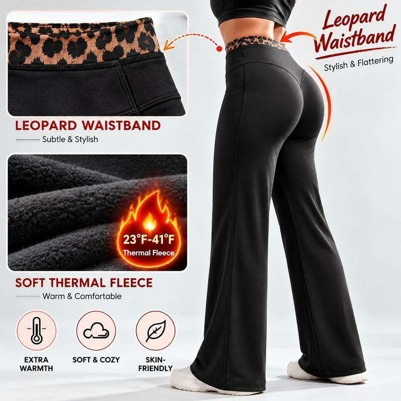 Women's Fleece Lined Wide Leg Pants,High Waisted Soft Thermal straight Leg LoungePants👖
