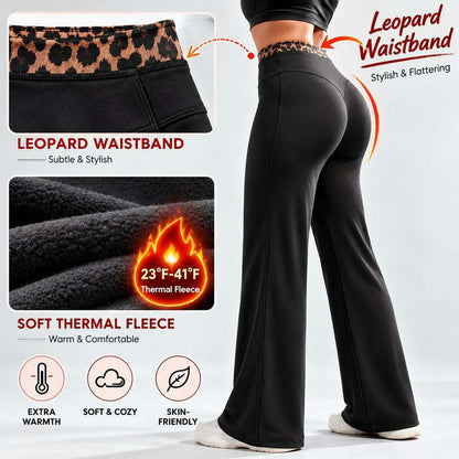 Women's Fleece Lined Wide Leg Pants,High Waisted Soft Thermal straight Leg LoungePants👖