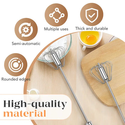 ✨Hand Push Rotary Egg Beater, Stainless Steel Whisk for Quick Mixing
