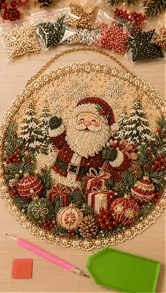🌸 Four Seasons Pearl Art Wreath Kit – DIY Holiday Decor