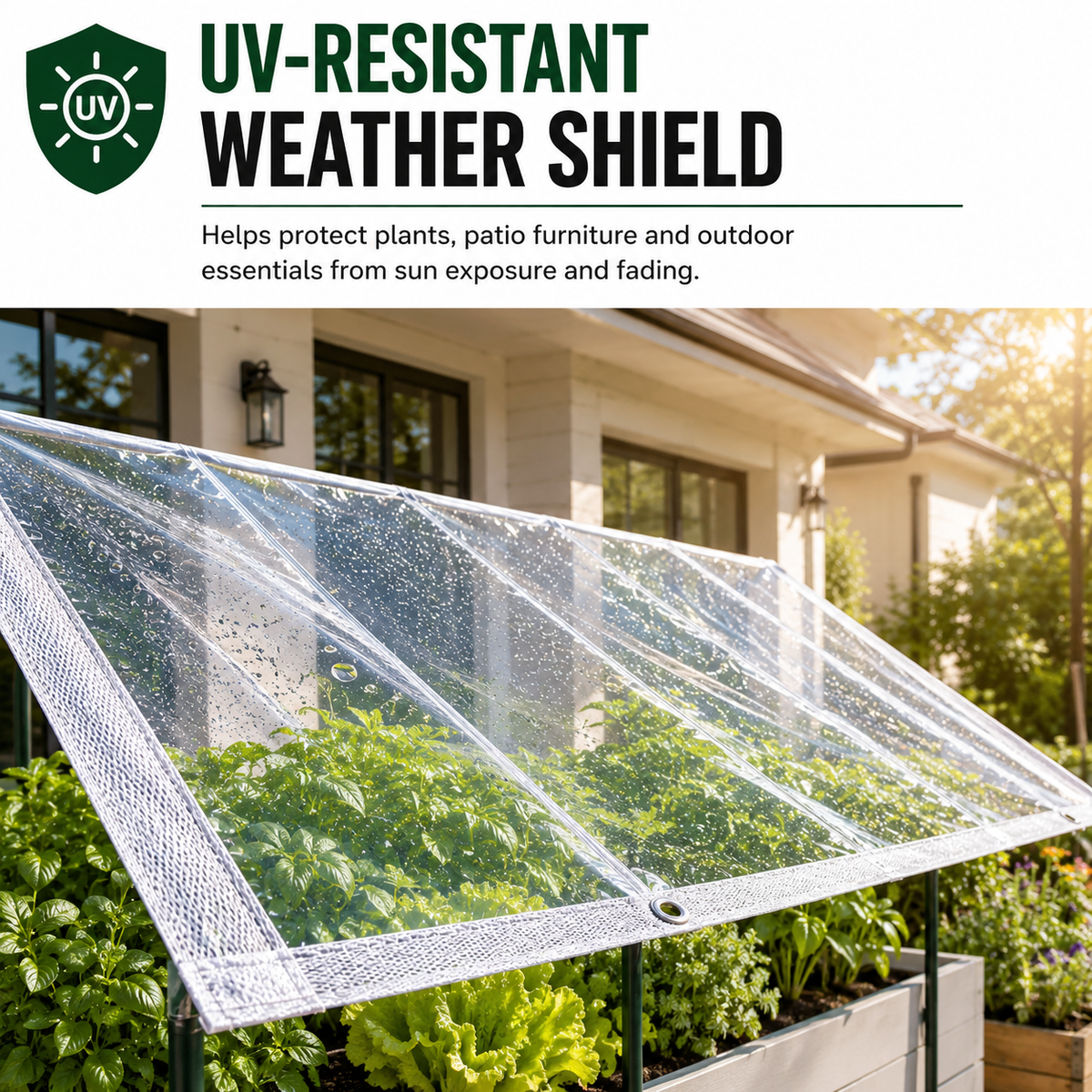 🔥Clear Waterproof PE Tarp, Transparent Outdoor Cover with Metal Grommets）