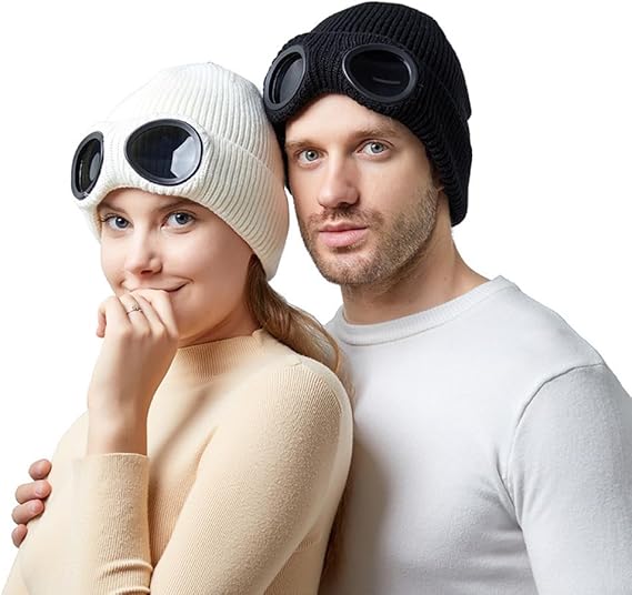 🎁Hot Sale🔥Unisex Solid Color Goggle Lens Design Beanie Hat