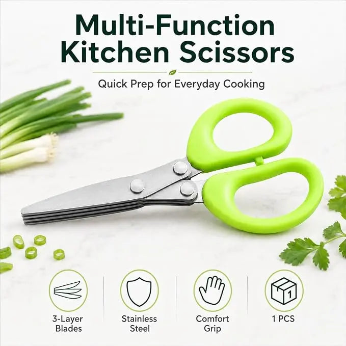 ✂️5-Blade Stainless Steel Herb Scissors with Protective Sheath✨