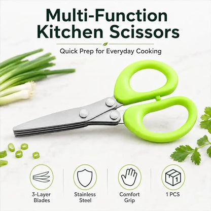 ✂️5-Blade Stainless Steel Herb Scissors with Protective Sheath✨