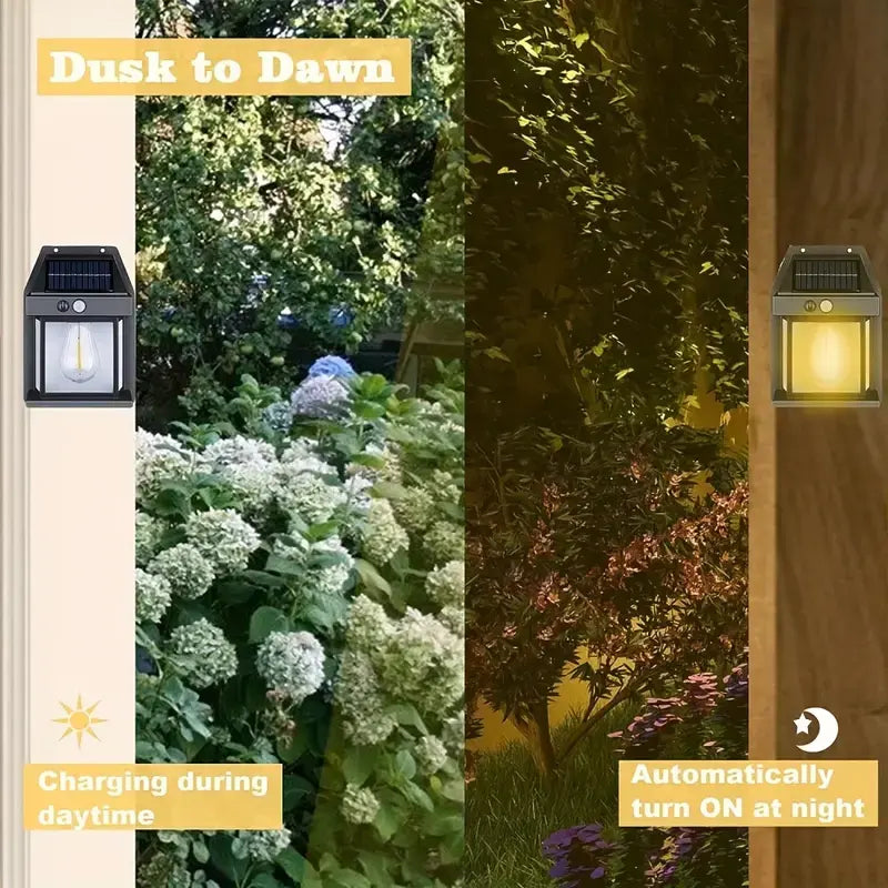 4 Pack Solar Outdoor Wall Lights with Motion Sensor - Waterproof IP65 Garden Security Lighting, 3 Modes Auto Dusk to Dawn, Wireless Decorative Lamp for Patio, Villa, Pathway