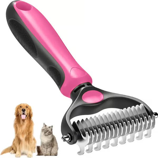 🔥Double-Sided Pet Rake – Deshedding Tool for Dogs & Cats 🐶🐱