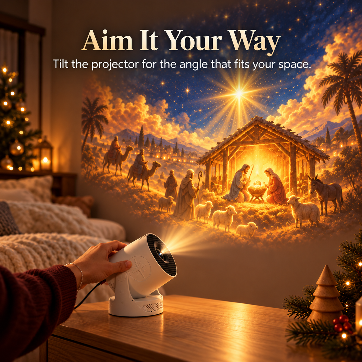 🔥Bible Story Projector Light – Nativity, Noah's Ark & Angels