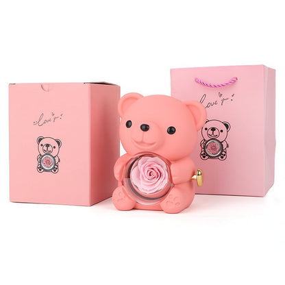 Mother's Day Hot Selling✨Cute Teddy Bear with Preserved Rose--Necklace📿+Eternal Rose🌹+Teddy Bear🧸