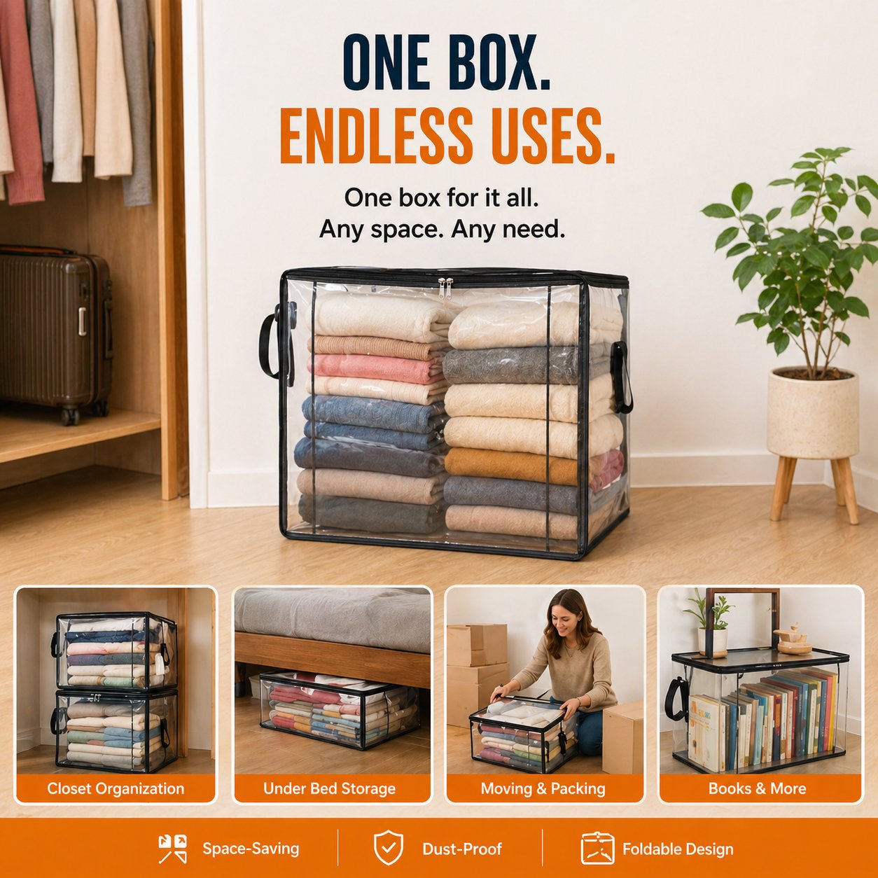 ✨250th Anniversary Special Day Sale 49% OFF📦Large Heavy-Duty Thick Plastic Clear Storage