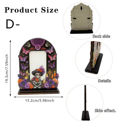 Day of the Dead Memorial Photo Frame Set – 6 Colorful Wooden Ofrenda Frames