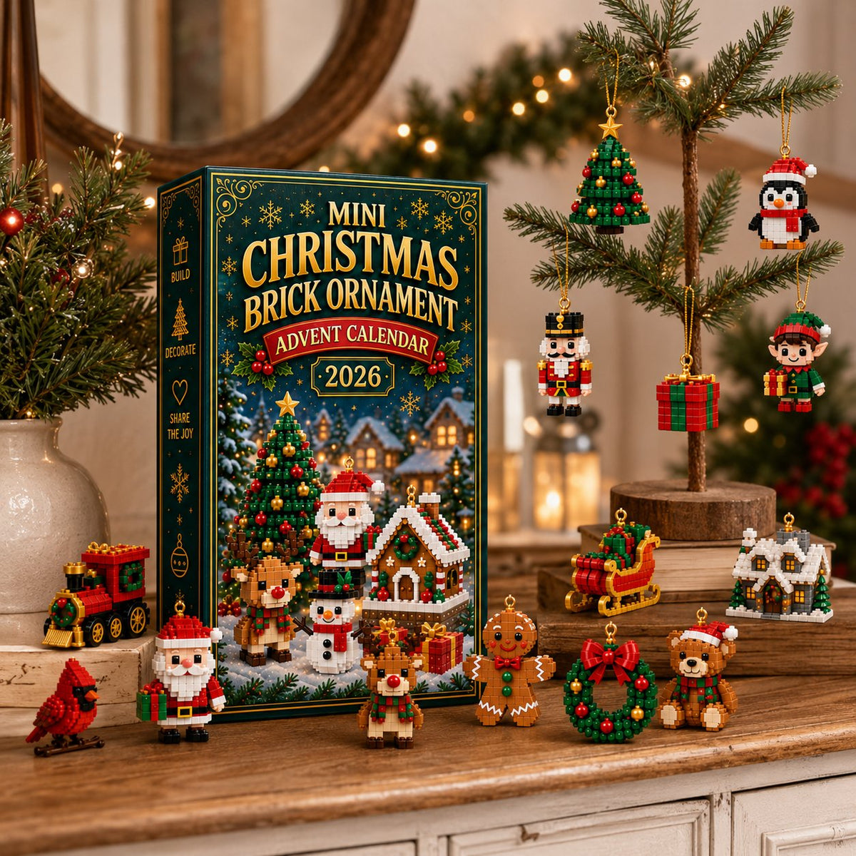 🎄 24-Day Christmas Buildable Advent Calendar | 24 Mini DIY Ornaments for Festive Holiday Décor 🎁