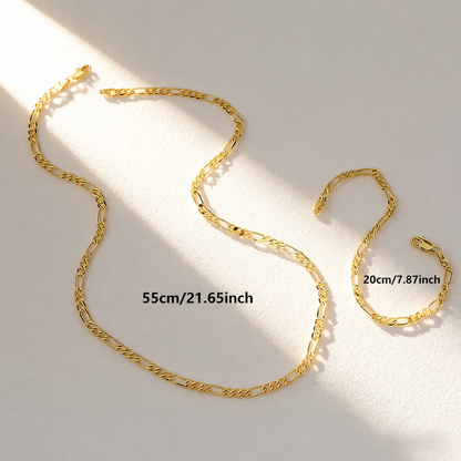 Elegant 2-Piece 18K Gold Jewelry Set – Bracelet & Necklace for Men & Women