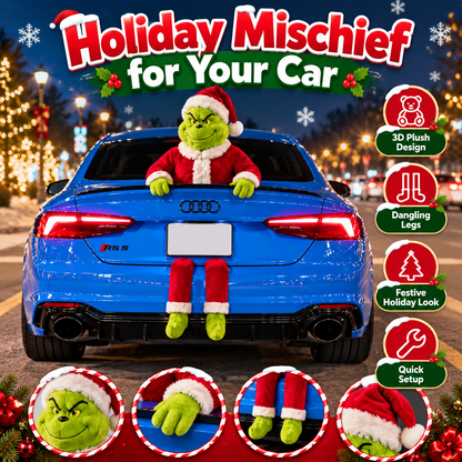 😈 Christmas Mischief Car Plush – Funny Peekaboo Trunk Holiday Decor