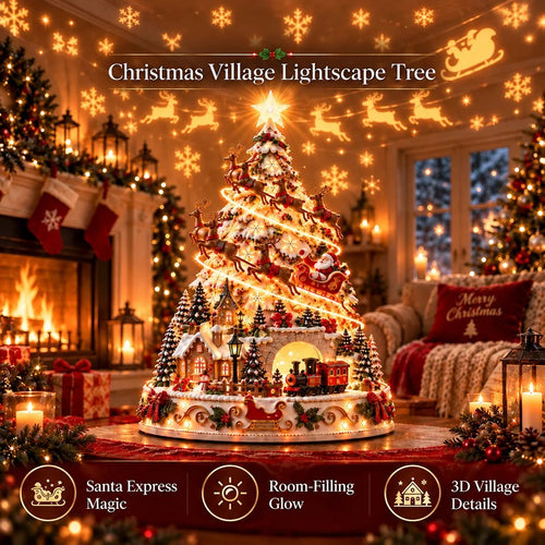 🎄Christmas Village Light-Up Tree – Festive LED Holiday Tabletop Decor