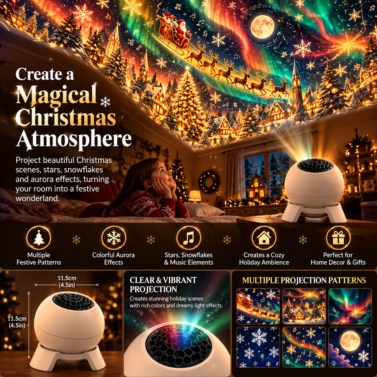 🎄 Christmas Wonderland Projector – Fill Your Room With Magical Holiday Scenes ✨