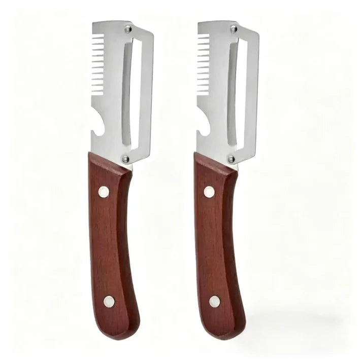 ✨Wooden-Handled Stainless Steel Sharp Peeler with Built-In Bottle Opener